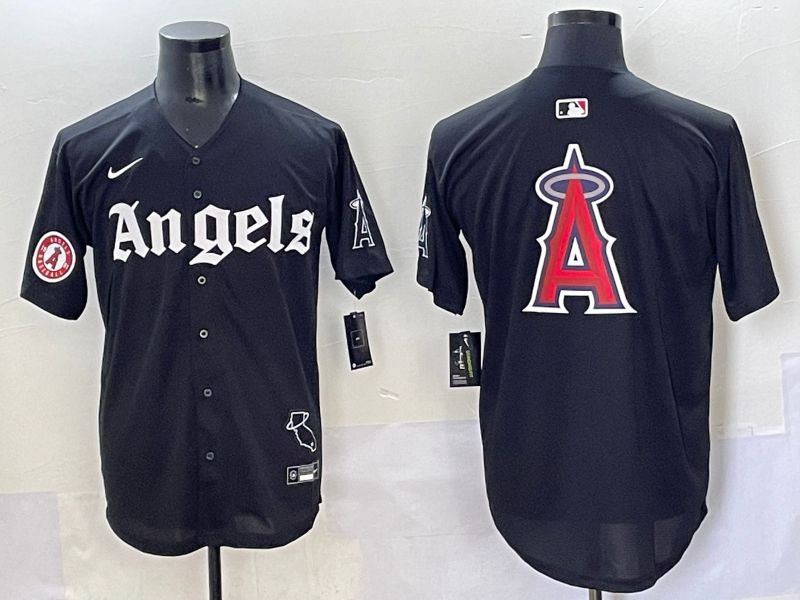 Men 2025 Los Angeles Angels Blank Black Five generations Joint Name Nike MLB Jersey style 18